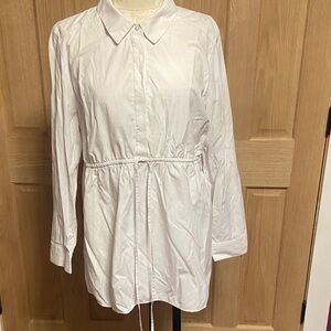 Motherhood White Button-Down Drawstring Tunic